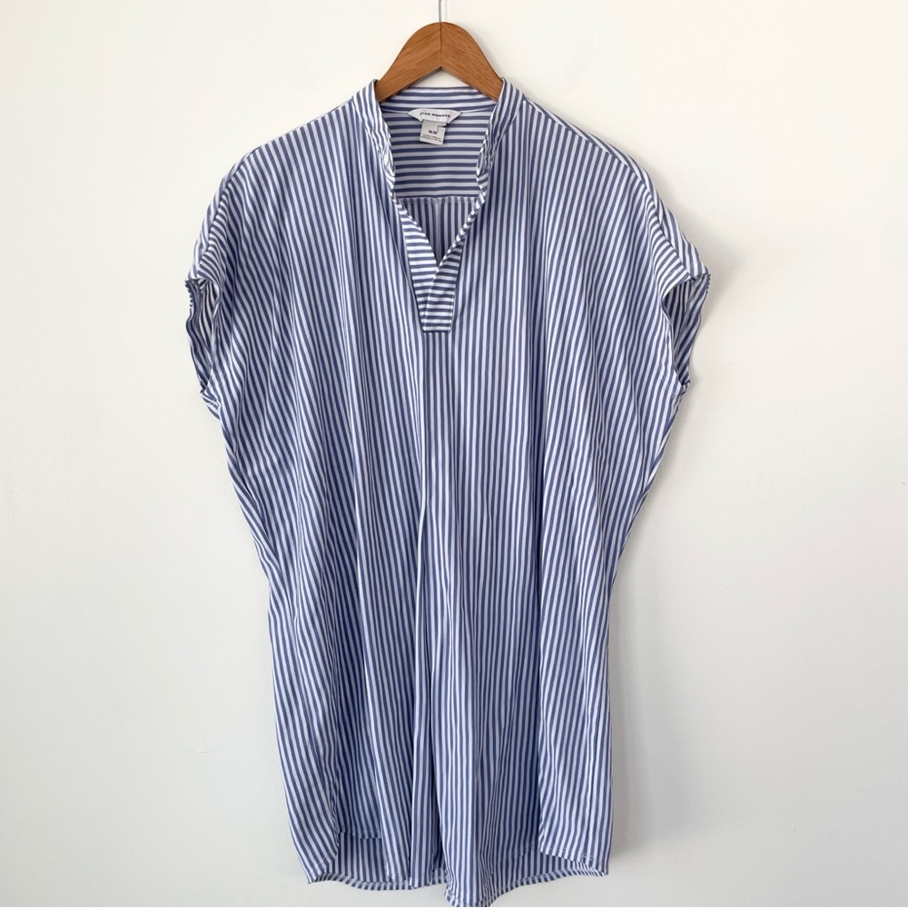 Club Monaco Blue and White Stipe Relaxed Fit Day Dress Mini M Medium Lagenlook